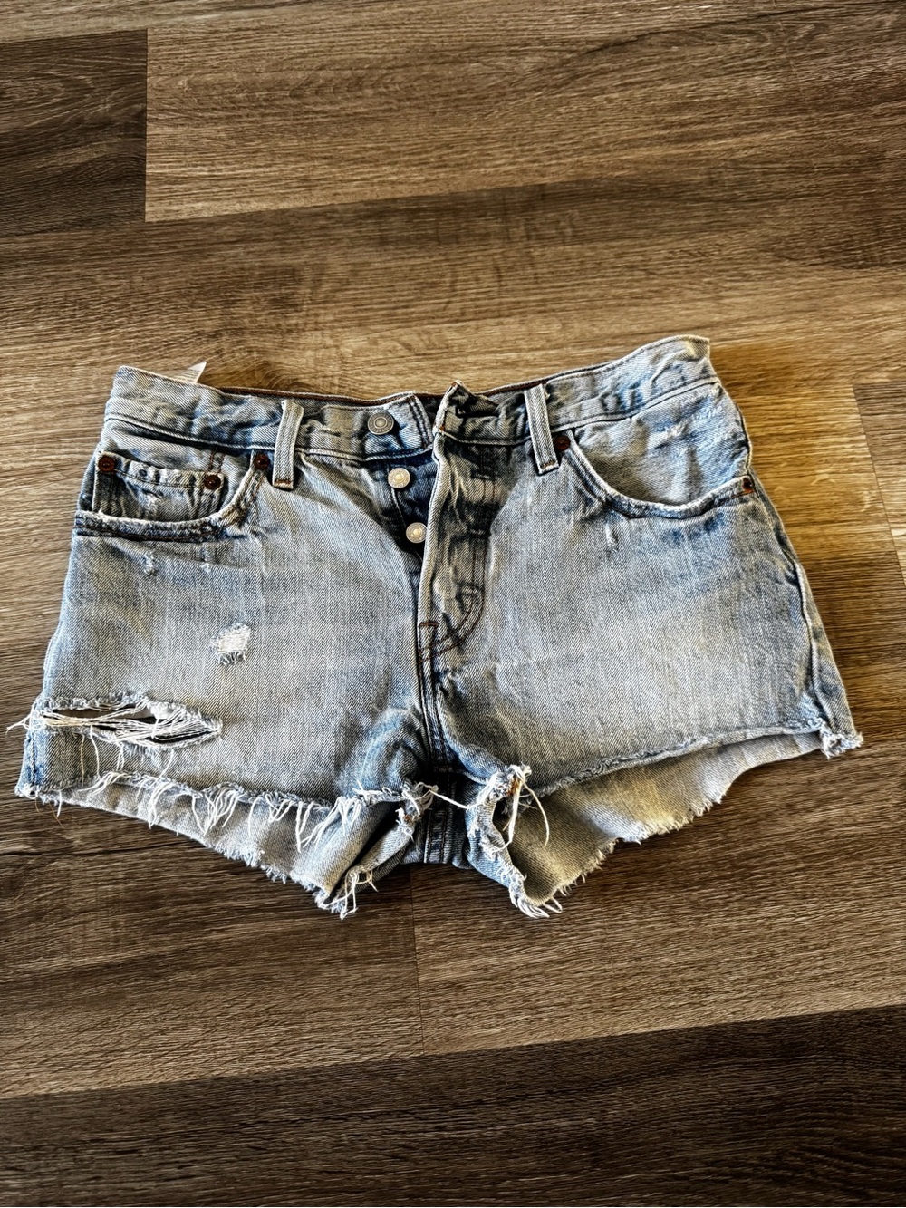 Levi's Light Blue Distressed Denim Jean Shorts